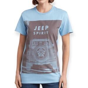 New JEEP Women's Blue Spirit Cotton Graphic Pullover T-Shirt Size S